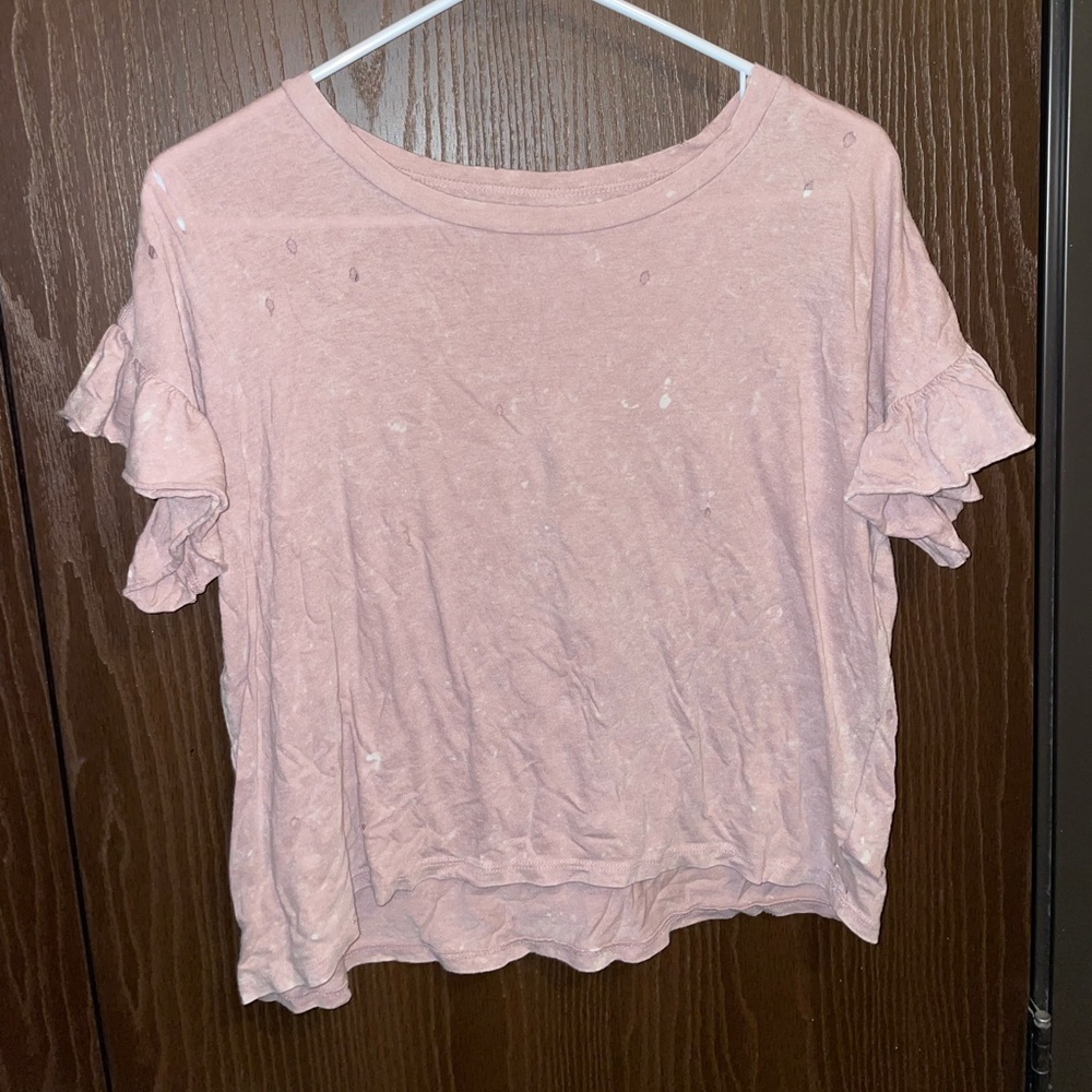 American Eagle Distressed Baby Pink Top